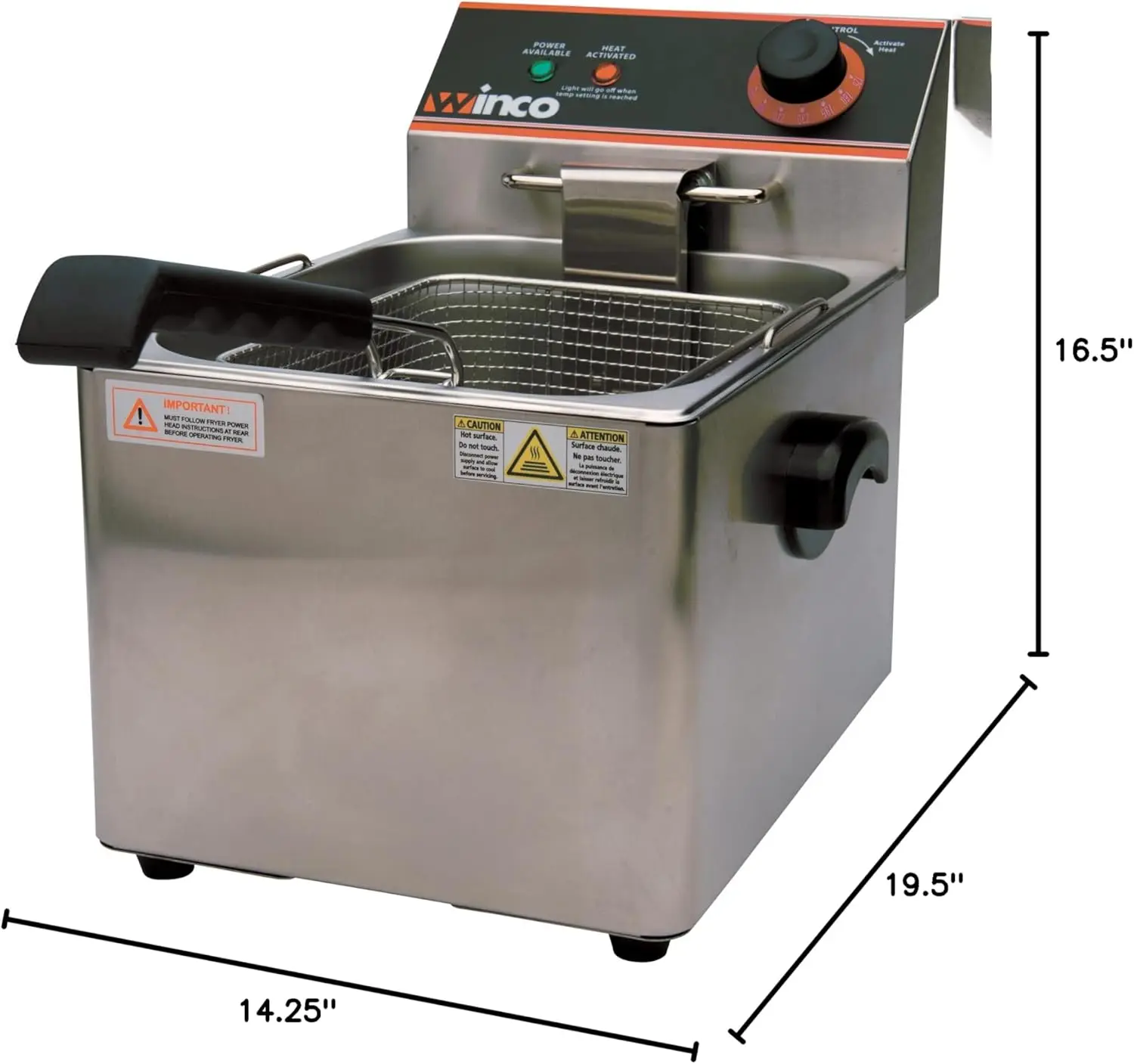 EFS-16 Deep Fryer, electric, countertop single well, Silver, 16.14 x 9.65 x 13.58 inches