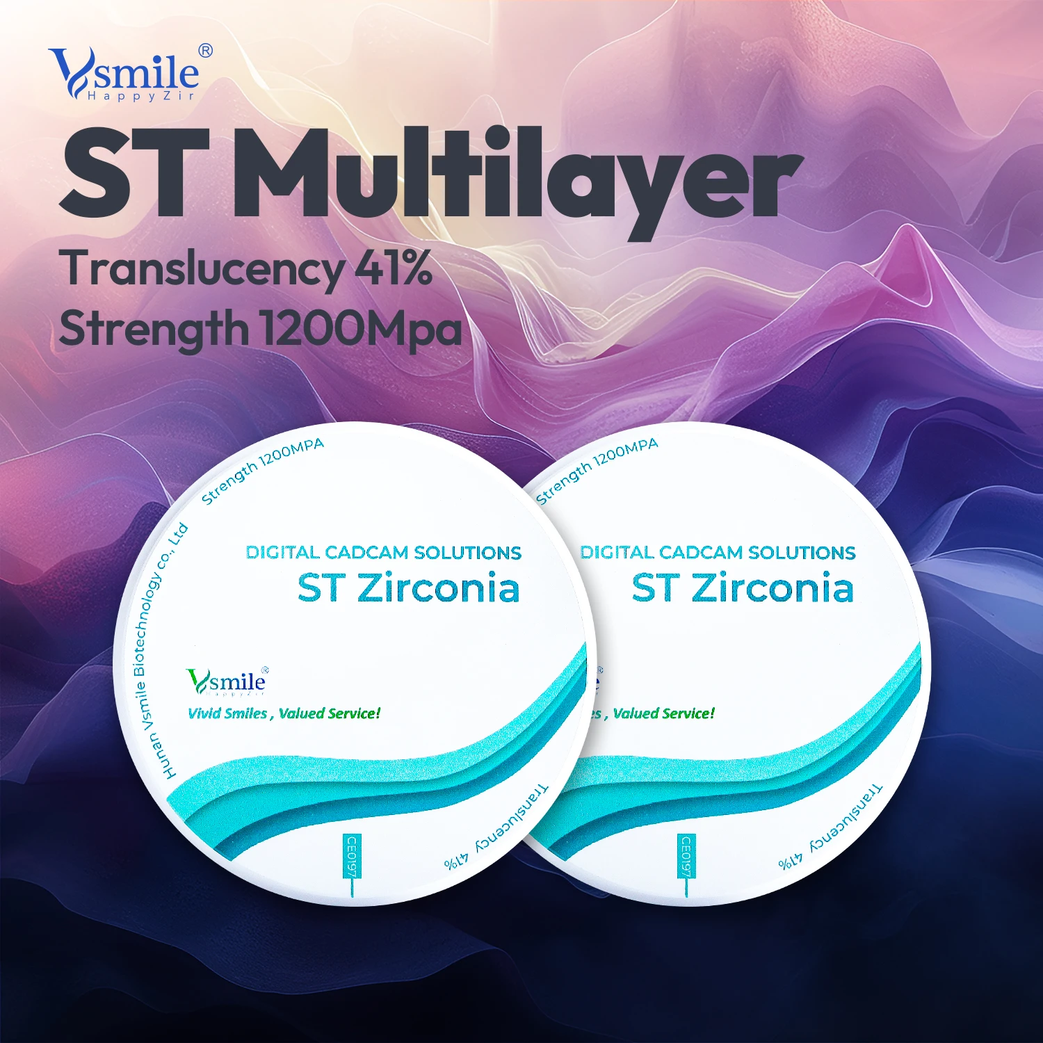 1200MPA ST Multilayer Zir Block 98mm Vita16shade Dental CADCAM Keramikscheibe leer für Dentallabor Fräsmaschine