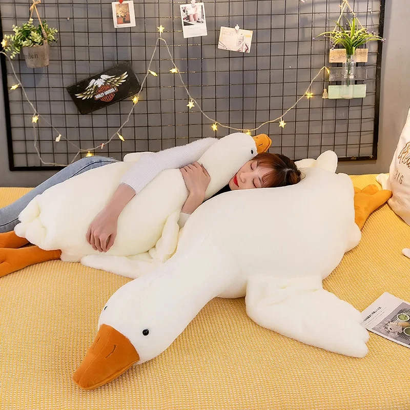 New Cute Toys Huge Duck Sleep Pillow 50-130cm White Goose Plush Toys Cushion Soft Stuffed Animal gifts for adults children free shipping 3d kites flying snake kites for adults kites electric stepper kite reel giant animal kite flying snake large kites