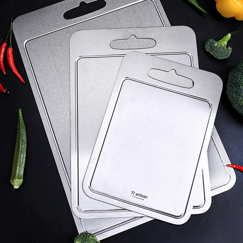 Tiartisan 2mm Thickened Pure Titanium Kitchen Cutting Board Outdoor Camping Double-Sided Ultralight Sturdy Chopping Board