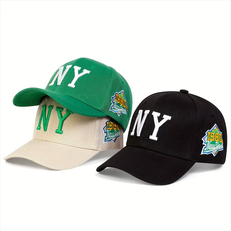 NY Baseballkappe mit Buchstabenstickerei, Baumwolle, verstellbare Snapback-Kappe, für Erwachsene, Herren, Hip-Hop-Trucker-Kappe, Gorras