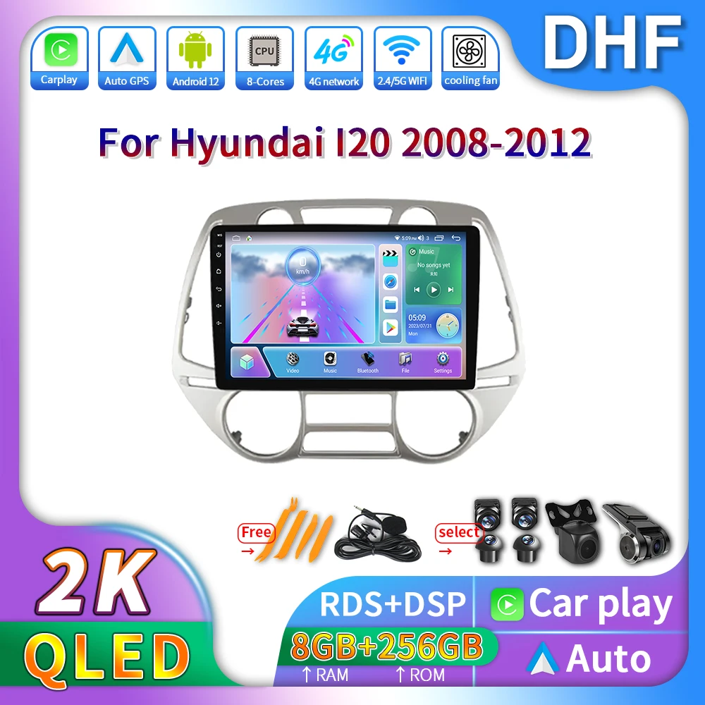 

2k 2 Din 9" Head Unit For Hyundai I20 2008 - 2012 Car Radio Stereo Android 12.0 Carplay 4G Wifi GPS Navigation Multimedia Player