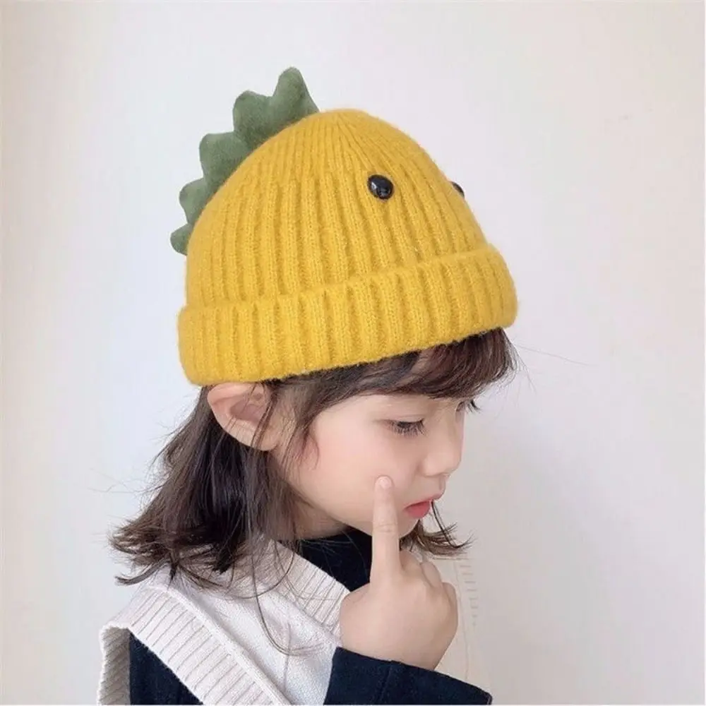 

Kids Beanie Cap Korea Autumn Winter Knitted Infant Newborn Baby Dinosaur Knit Hat Children Cartoon Hat For Boys Girls Warm Hat