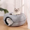 Wool Felt Cat Tunnel Nest – Modern Style Uncharged Donut Bed, Detachable & Washable All-Season Cat House, 1pc Cozy Cat Condo 3