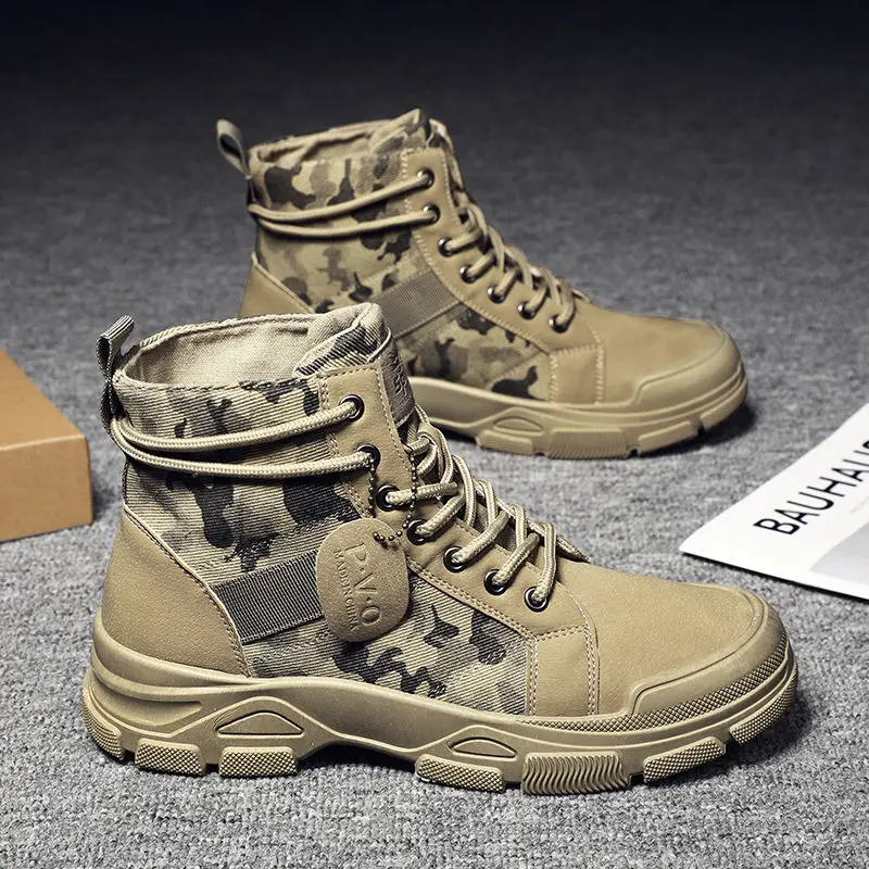 Men's Boots Winter Warm Men Boots Lace Up Camouflage Male Leather Shoes Outdoor Ankle Boot Big Size 39-44 Footwear