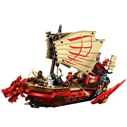 Ninja Destiny – bateau de rebond pour enfants, blocs de construction compatibles avec Ninjagoed 71705, jouets éducatifs avec figurines, cadeaux pour enfants 