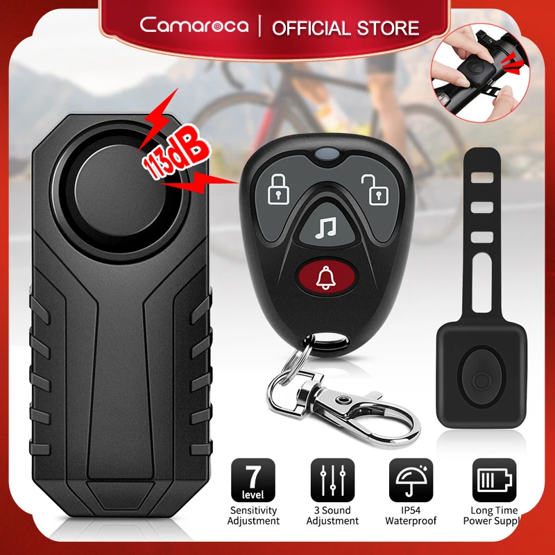 Camaroca Wireless Bicycle Alarm IP55 Waterproof Motorcycle Bike Alarm Remote Control Anti theft Security Protection Smart Home