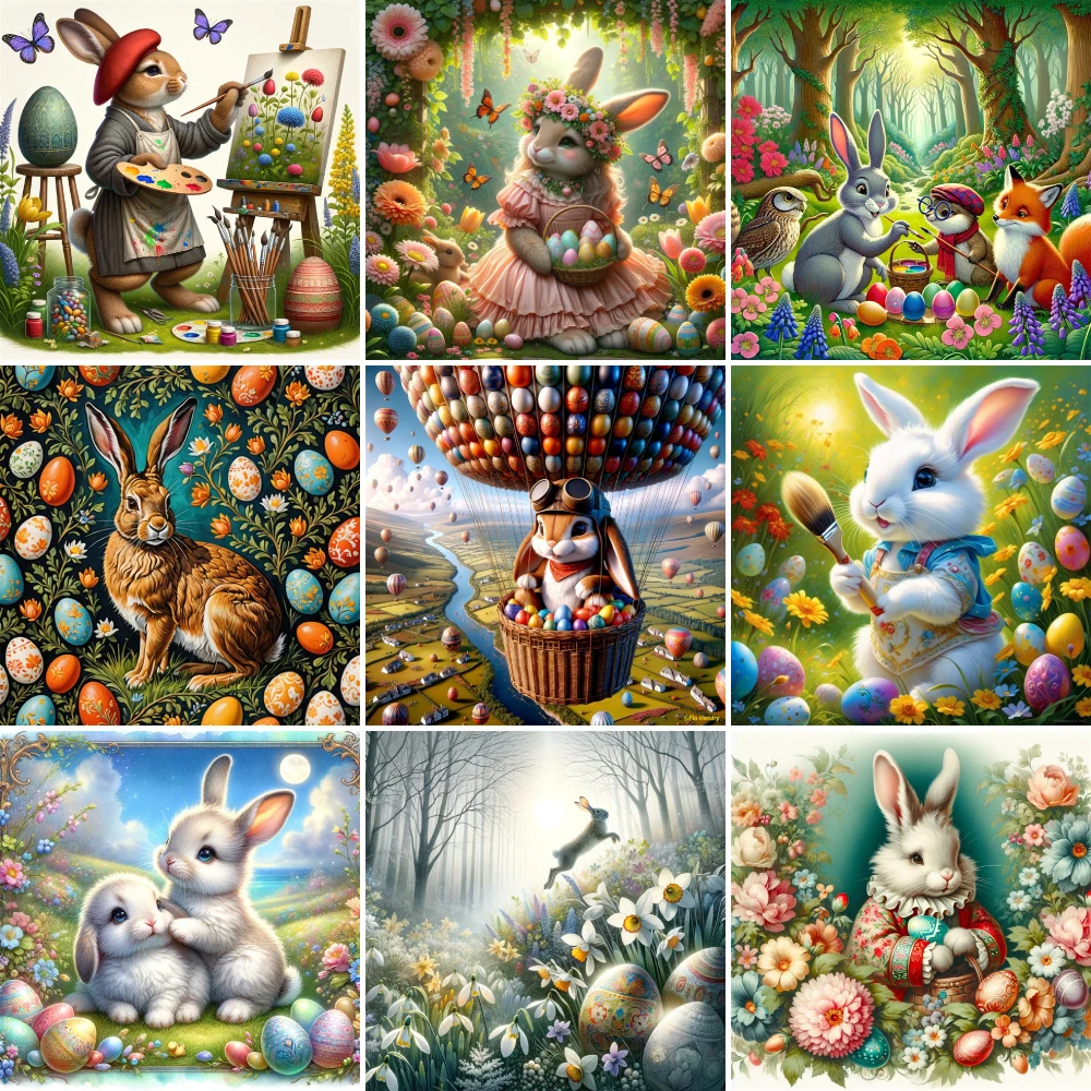 Ostern Kaninchen vor gedruckt Kreuz stich komplette Kit Stickerei Handwerk Handarbeit handgemachte Malerei gezählt Design anders – Detail 10