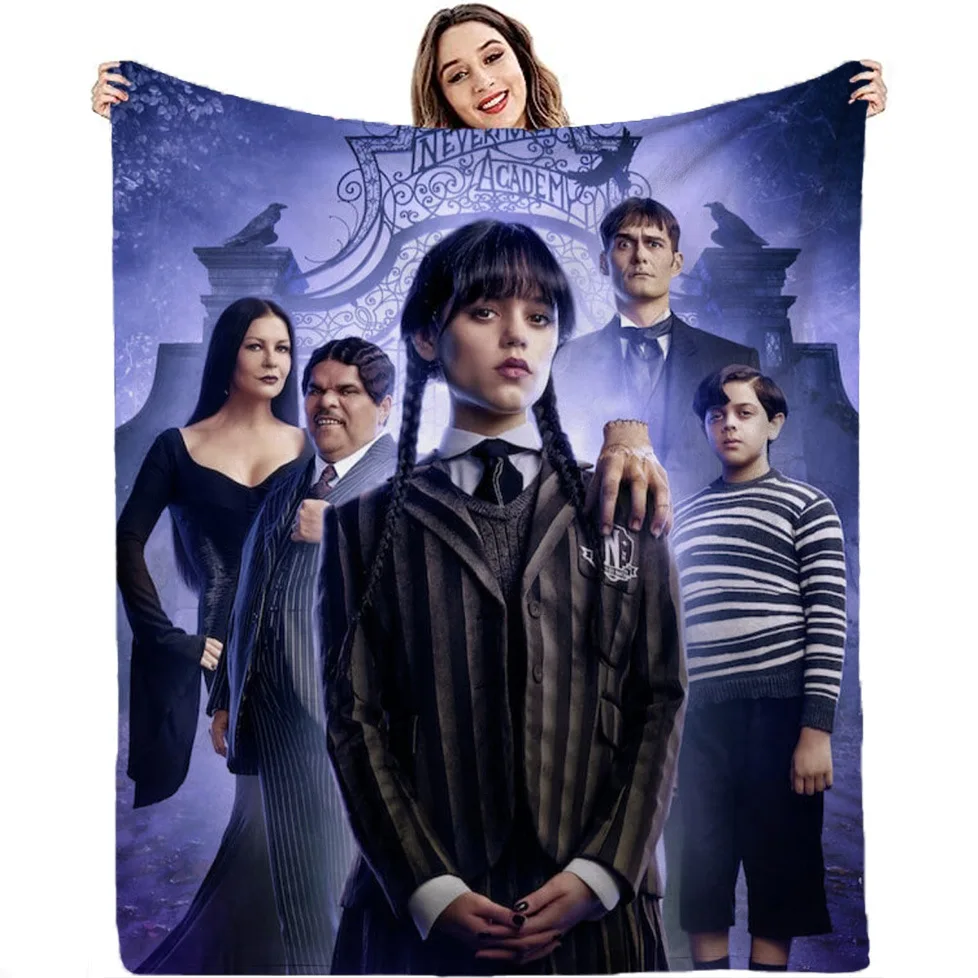 

3D printed TV Series Wednesday Girl nap cover blanket OfficeThrow Gift wholesale Couverture de sieste 담요를 덮다 custom