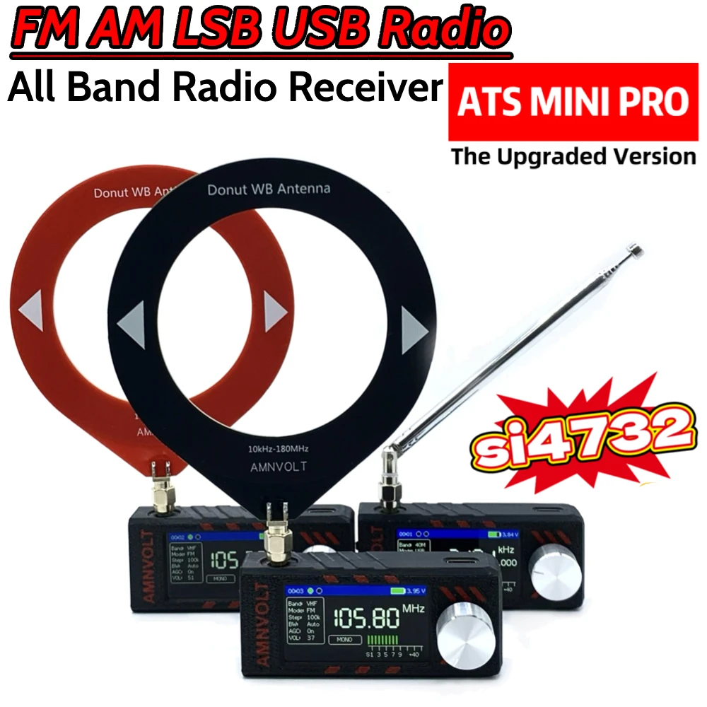 ATS Mini Pro SI4732 0.5-108mhz LSB USB AM FM FM Radio 1.9inch IPS Screen DSP Pocket Radio Portable Radio All Band Radio Receiver