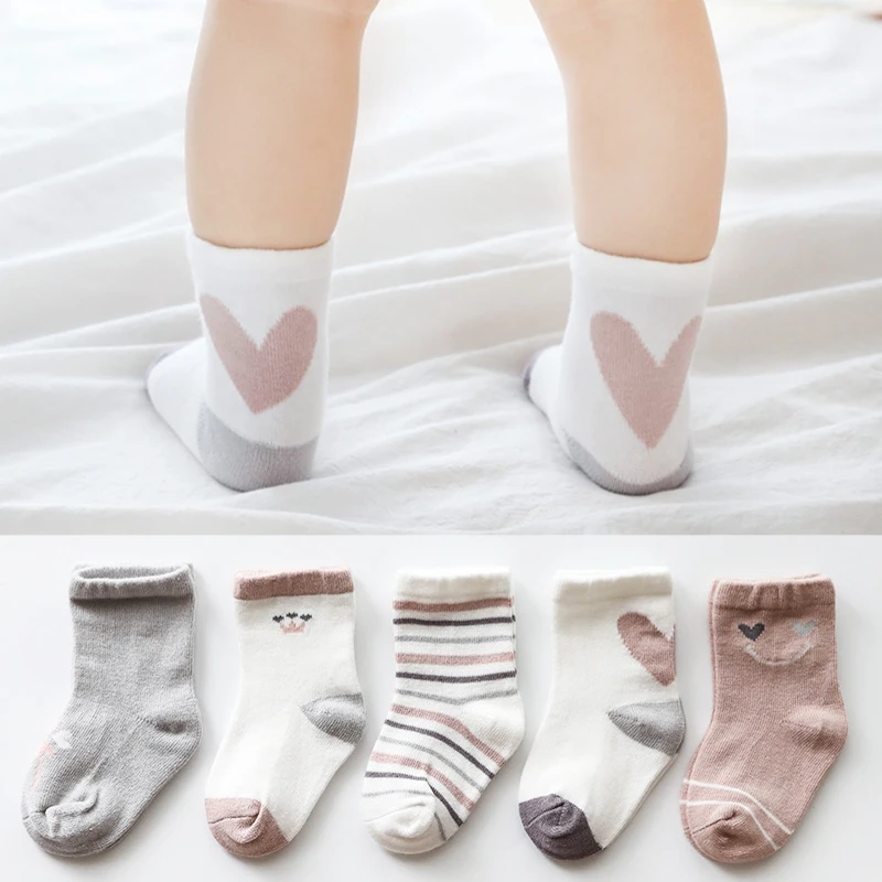 

5 Pairs Autumn Winter Kids Ankle Socks Cotton Girls Boys Short Socks Cartoon Striped Children Baby Toddler Clothing Accessories