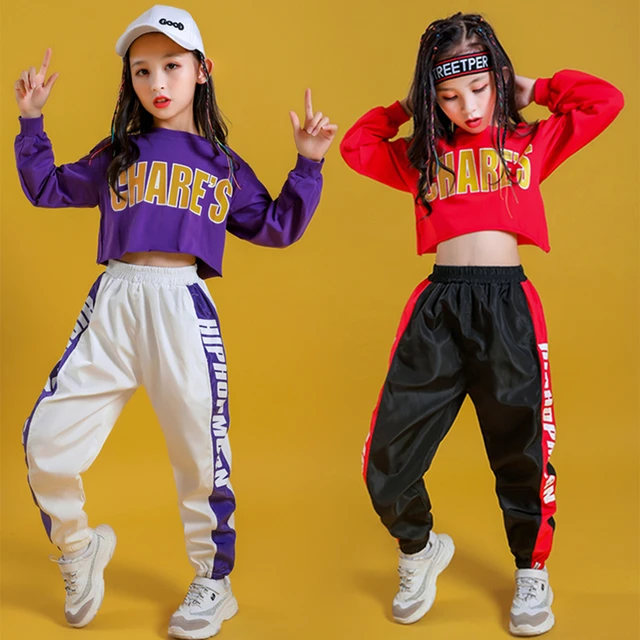 Hip-hop and Jazz Girls Dance Fashion Clothing Set, Set 4 Tops-Pants 2pcs / 12