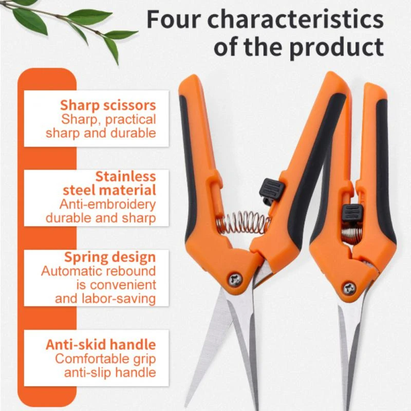 Stainless Steel Garden Pruning Shears Straight Elbow Pruner Fruit Picking Potted Weed Pruning