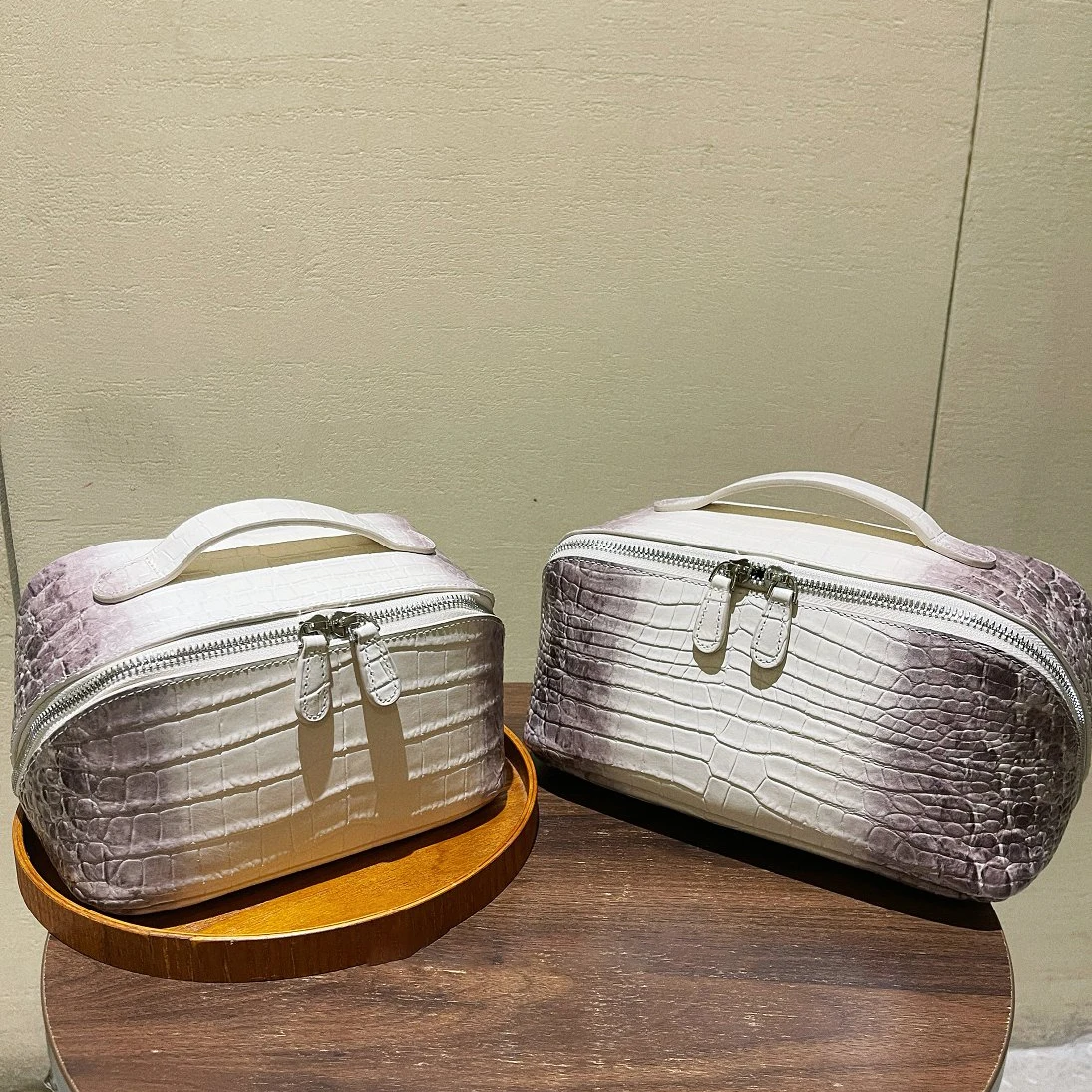 Himalayan Cosmetic Bag Cow Leather Crocodile Pattern Genuine Leather Women's Portable Storage Makeup Bag Travel Toiletry Bag 2