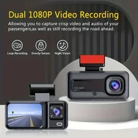 3 Lens Camara Para auto, Car dashcam 1080P Front | 480P Interior & Rear Cams Dashcam, Car Accessories | Car DVR | Video Recorder - Image 3