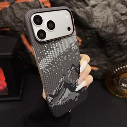 Kevlar - Infused Magnetic Carbon Fiber Pattern Phone Case with Colorful Frosted Finish - iPhone 15 (Gray)