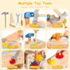 Kids Tool Set Wooden Educational STEM Construction Montessori Toys Role Play Interactive Games for Kid Portable Storage Tool Box 5