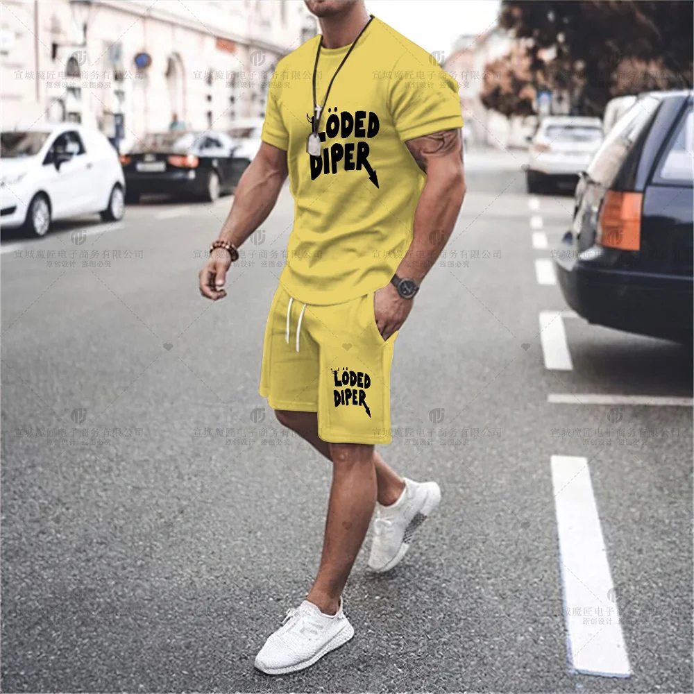 Men's Fashion Clothing Shirt LODED DIPER Diary of a WIMPY Kid Shorts T-shirt Shorts Set Casual Sports Beach Brand Summer Style