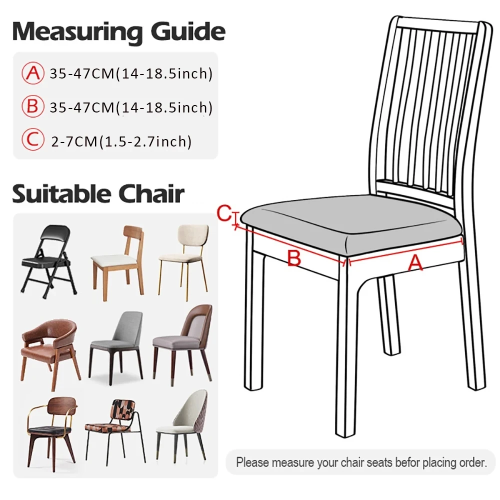 Waterproof Chair Seat Cover Stretch Jacquard Chair Cover Dining Room Removable Anti-dirty Without Backrest Chair Protector 2