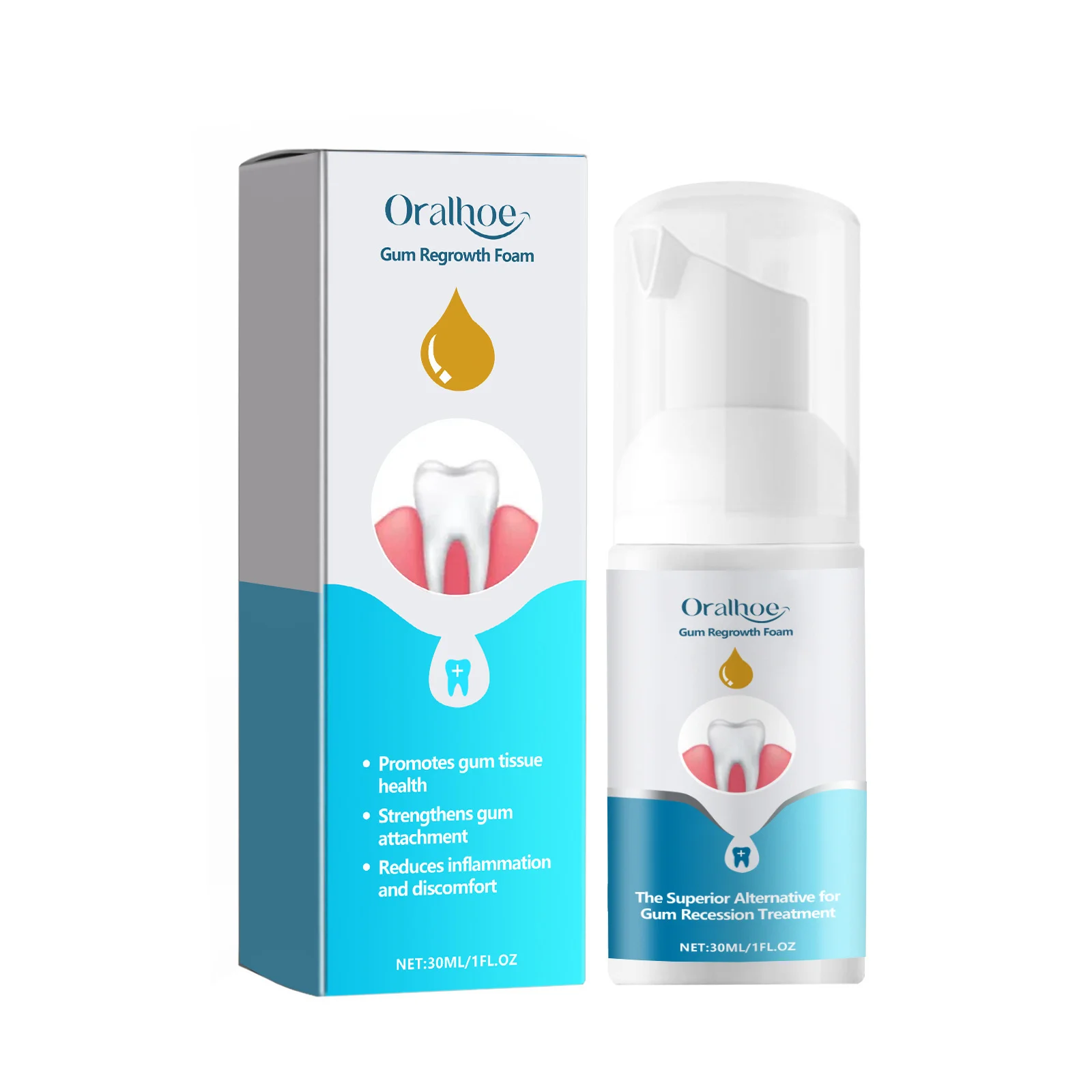 Gum Repair Drops Gum Regrowth Foam Repair Gingival Teeth Whiten Remove Yellow Stain Relieve Dental Decay Toothache