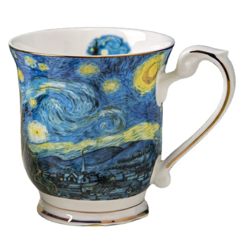 

Van Gogh Oil Painting Starry Night Porcelain Coffee Mug Bone China Coffe Cups Drinkware Milk Mugs Ceramic Tea Cup drinkware gift