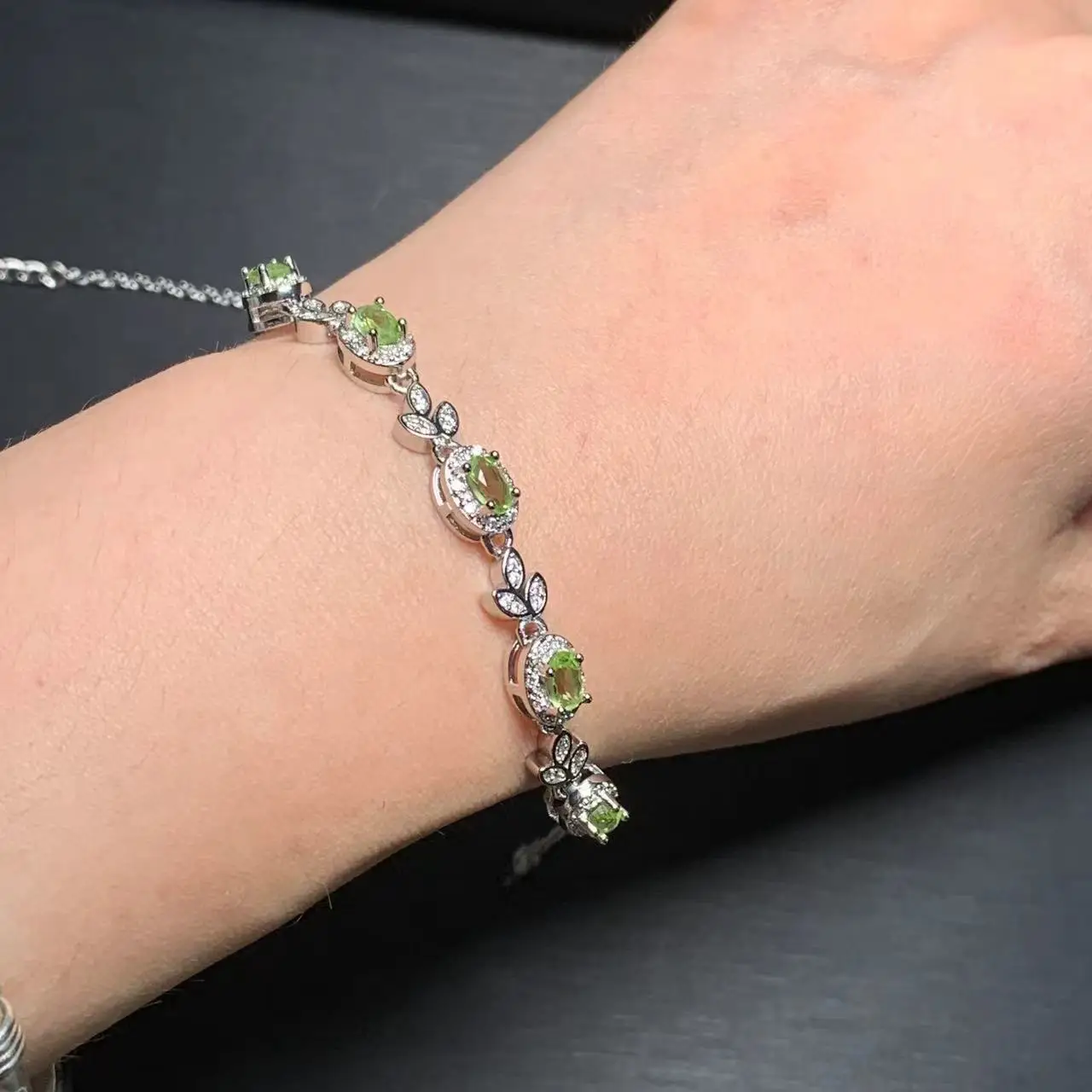 Natural Peridot Bracelets & Bangles For Women Adjustable Fine Jewelry Simple Trendy Bracelet Lucky Chain Bracelet