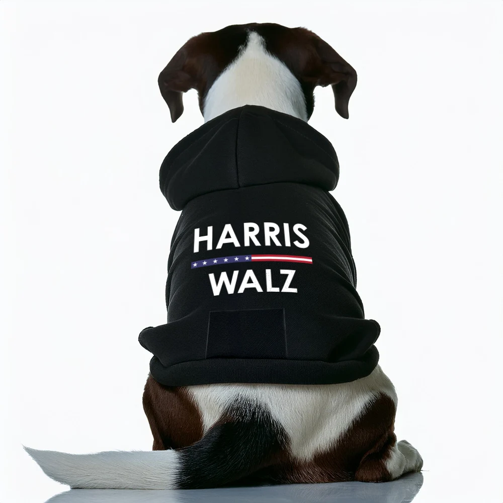 Sweat à capuche chiens imprimé président américain (Trump 2024 ou Harris Walz) - 2025 - Doglovedesign : Vêtement et accessoires pour chiens
