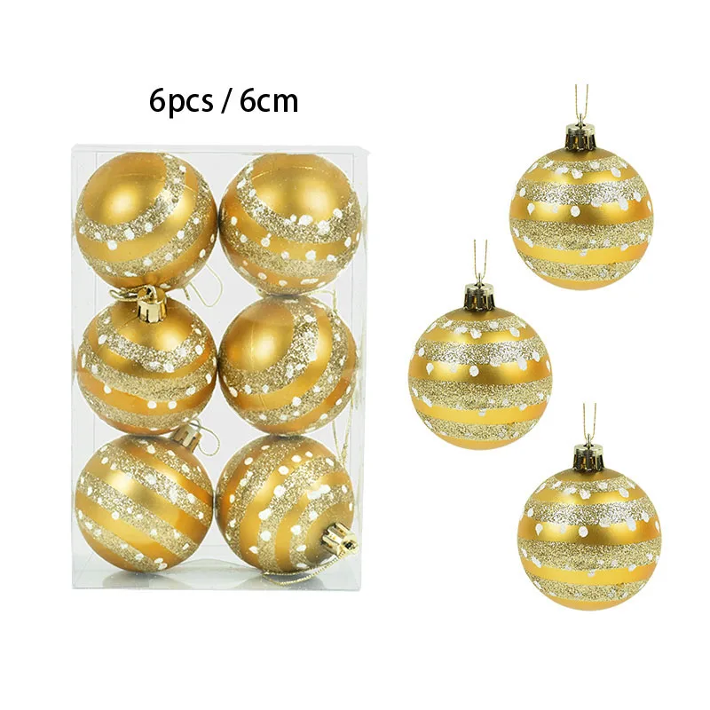 6/12/24 piezas de bolas navideñas rojas doradas para colgar en el árbol de Navidad, bolas grandes para decoración del hogar, decoraciones para fiestas navideñas