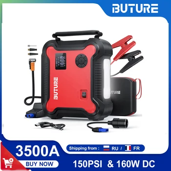 Buture 5 in 1 auto Jump Start compressore d'aria 26800mAh Power Bank batteria portatile Booster gonfiatore digitale per pneumatici con 160W DC Out
