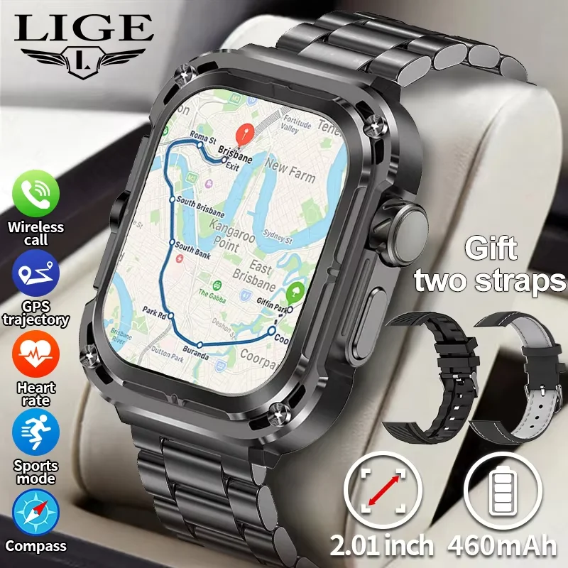GPS Tracker Smart Watch Men 2.1'' HD Screen NFC Watches Compass Military Outdoor Sports Waterproof Bluetooth Call smart watch