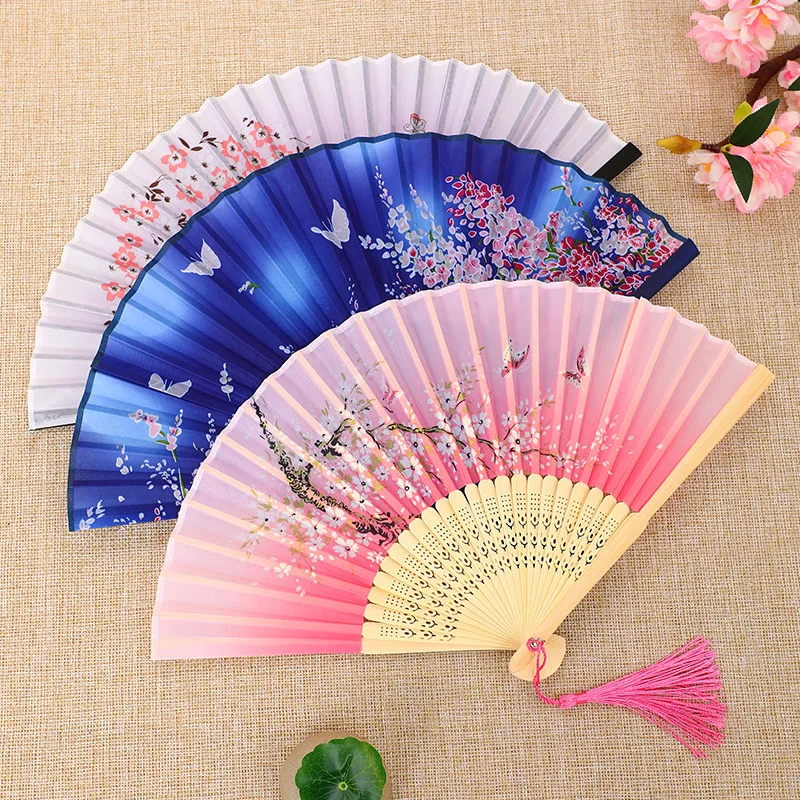 Foldable Silk Hand Fan - Bamboo Halloween Cosplay Prop  Party Decoration