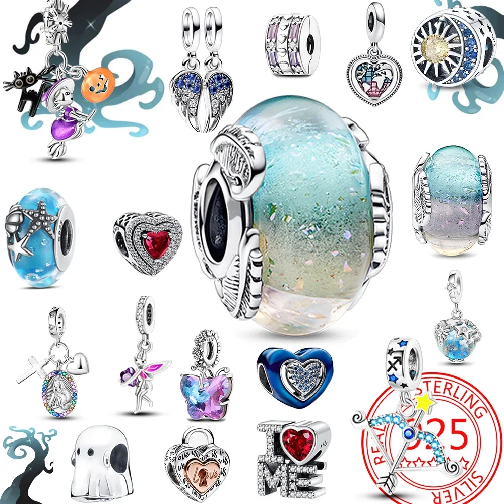 

Halloween Magic Series 925 Sterling Silver Purple Vampire&Butterfly&Pumpkin&Cross Charm Fit Pandora Bracelets and Necklace Gifts