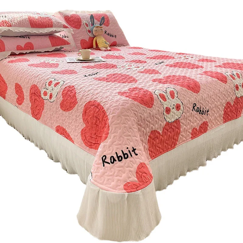 

New Princess Feng Shui Wash Cotton Bed Cover Kang Cover Anti Slip Thickened Cotton Clip Bed Sheet Set Of Three Seasons Universal