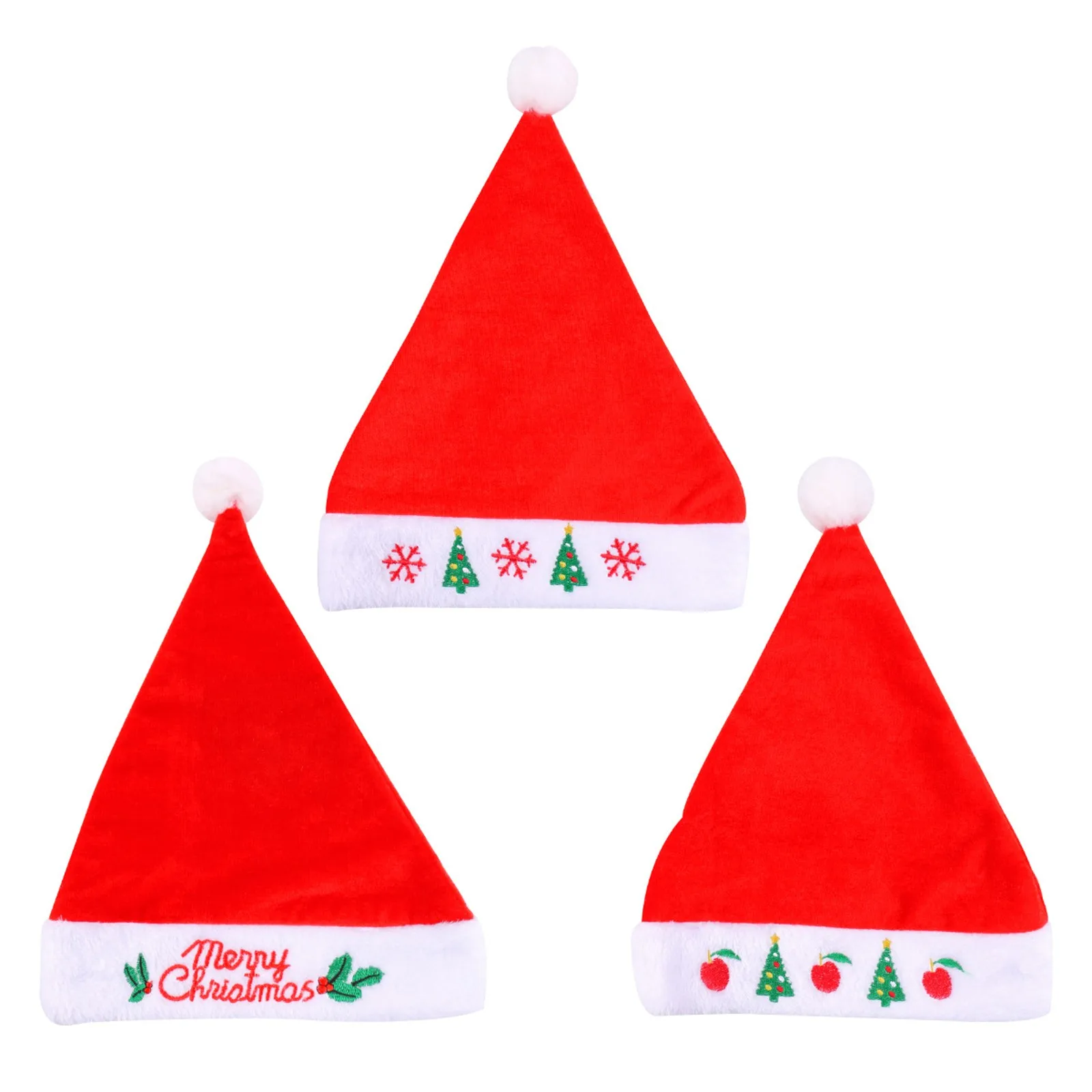 High Quality Christmas Xmas Soft Hat Santa Claus Red Short Plush Noel Hat Merry Christma Decor Gift Happy New Year Holiday Decor