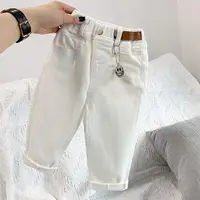 Boys and Girls Pants Spring and Autumn Children's Casual Pants Foreign Korean Cotton Pants Baby White Elastic Pants 1