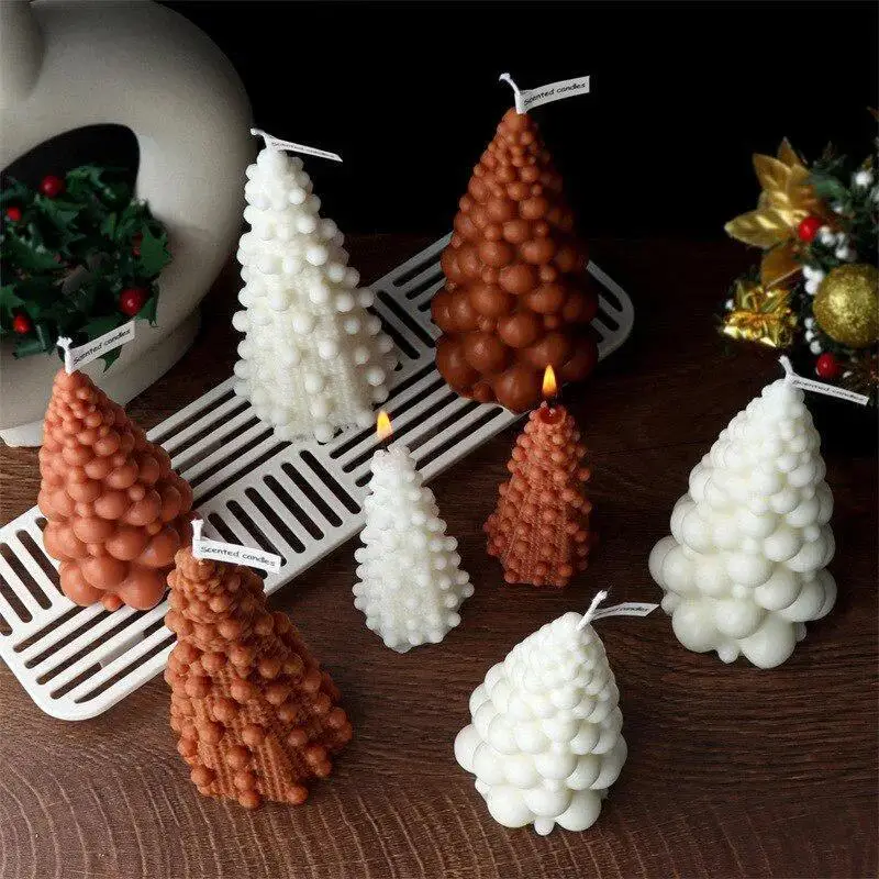 New Christmas Tree Candle Silicone Mold Bubble Tip Christmas Tree Aromatherapy Candle Silicone Mold Soap Mold Christmas Gift