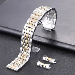 Universal Stainless Steel Smartwatch Bracelet - Metal Wristband for Business and Casual Use (Silver Gold)