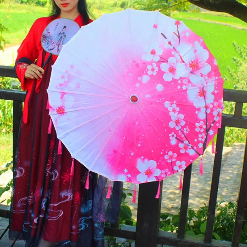 Satin Cloth Umbrella for Women, Tassel Umbrella, Chinese knot Pendant, Oil Paper Umbrella, Photography Props, Classical Pendant