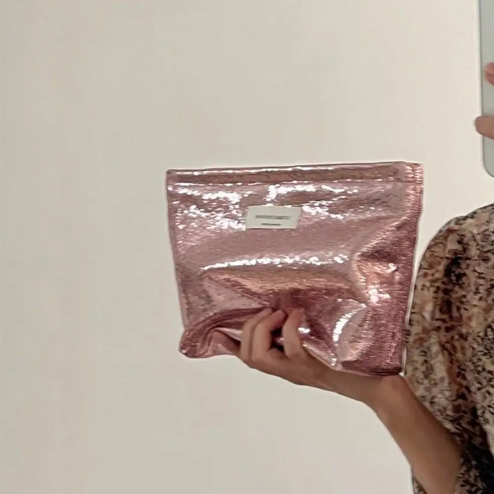 

Серебряная блестящая косметичка с блестками, сумка-клатч цвета шампанского, женская сумка для хранения