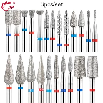TP 3 pz/set Fiamma Diamante Punte Da Trapano Per Unghie 3/32 ''Russo Punte di Lima Elettrica Fresa per Manicure Cuticola Rimuovere Strumento Per Unghie 1