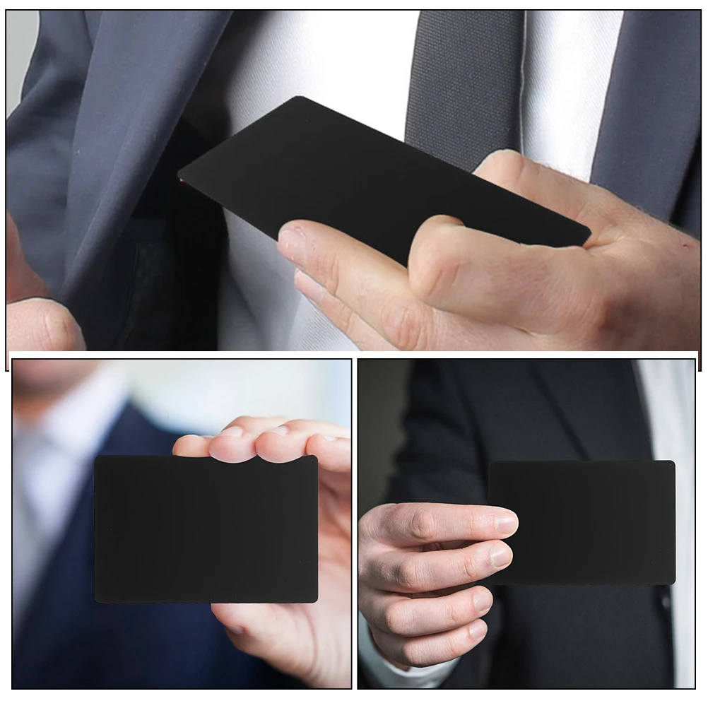 100 Pcs Metal Business Card Aluminum Cards Blank Black Name Alloy Blanks Engraving