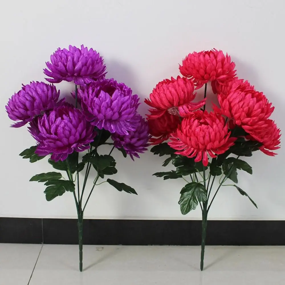 7-köpfiges Kunstblumenarrangement aus Seide, Chrysanthemenstrauß, DIY-Blumenbedarf, künstliche Blumen, Fotografie-Requisiten – Detail 10