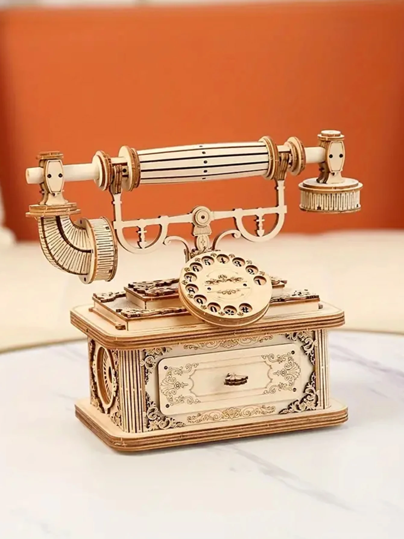 Creative Retro Telephone 3D Wooden Puzzle for Adults Tabletop Decoration and Gift for Christmas/Birthday 3