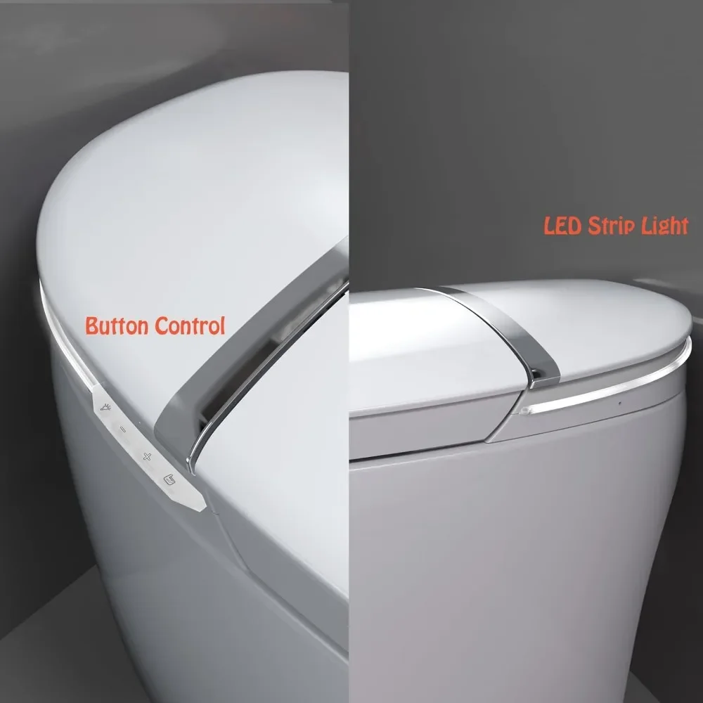 Smart Toilet Without Bidet，Tankless Toilet with Auto Heated Seat, Automatic Flush，Foot Sensor LED Backlight Strip & Night Light 5