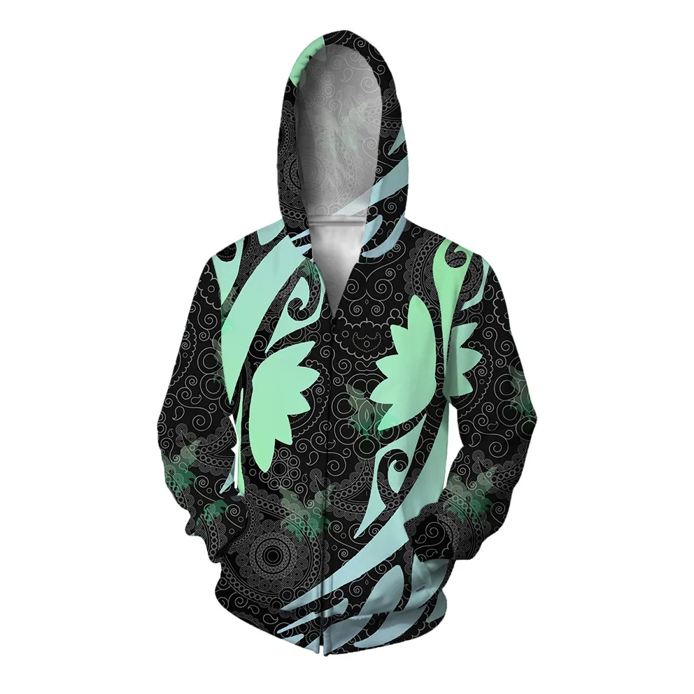 thumbnail image 1 of Ropa de calle de otoño para hombre, sudaderas con capucha con cremallera, sudaderas con capucha con estampado floral retro cruzado, sudaderas con capucha casuales holgadas y elegantes para hombre, 1 of 4