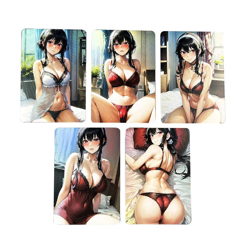 

5Pcs Anime Spyxfamily Yor Forger Underwear Bedroom Diy Acg Refraction Composite Craft Color Flash Card Birthday Gift