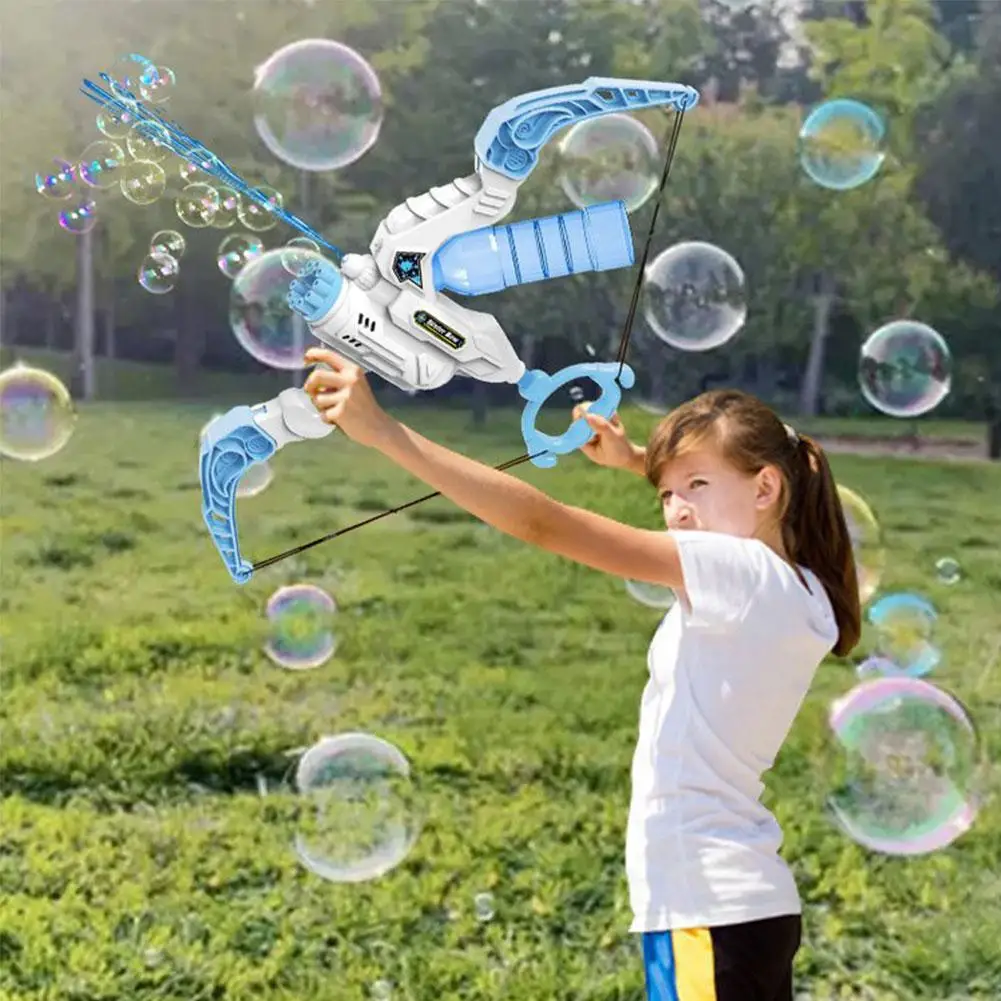 

Automatic Bow Bubble Gun Toy 2 in 1 Electric Arrow Bubbles Maker Machine Water Soap Blower Summer Outdoor Toys for Children Boys