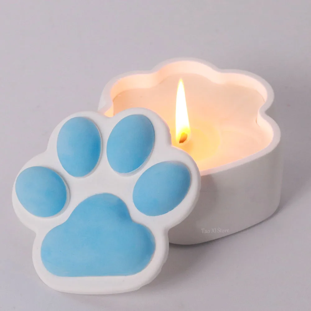 Silicone mold Cat Claw Storage Box Silicone Mold DIY Lid Candle Jar Crafts Making Plaster Concrete Resin Ashtray Casting Molds Home Decor