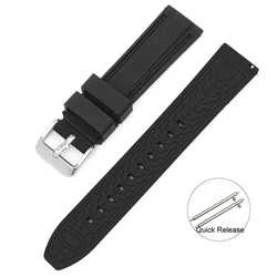 Premium Waterproof Soft Silicone Sport Watchband - Durable Replacement Strap - 22mm (Black black)