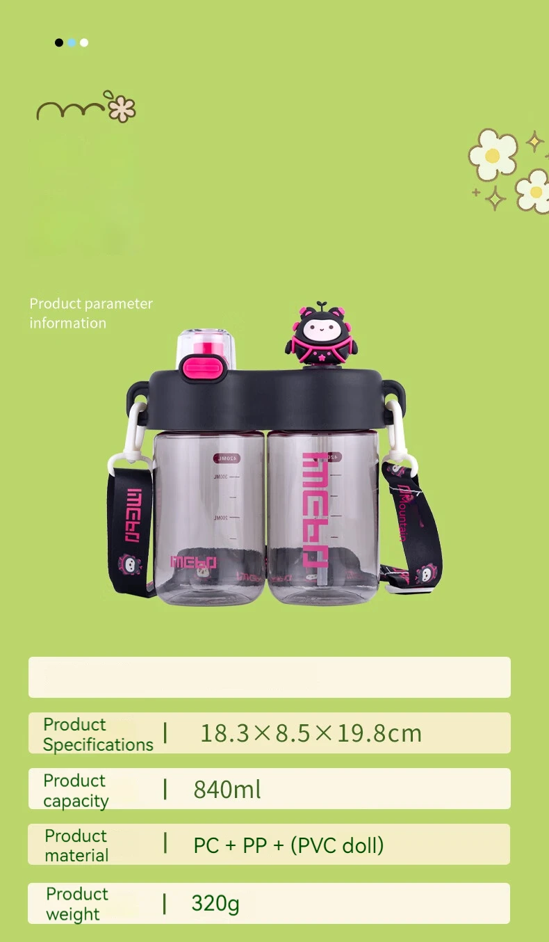 840Ml Plastic Cup For Kids Cute Cartoon Doll Sippy Cup